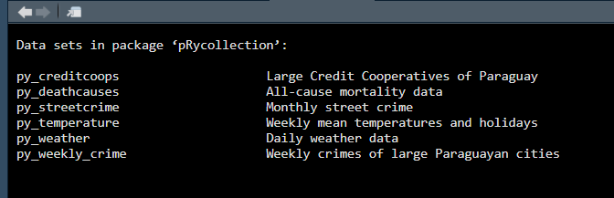 Available datasets